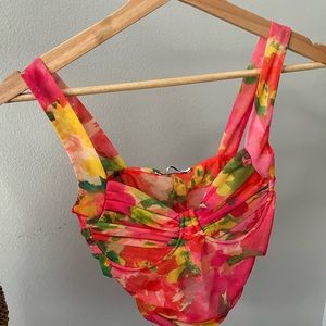 Zara floral mesh top